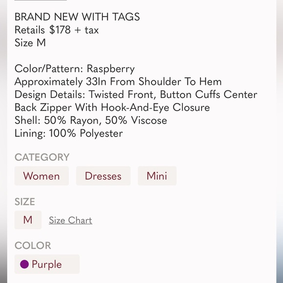 NWT Lovers + Friends Windy Mini Dress in Raspberry (4) - Picture 8 of 8